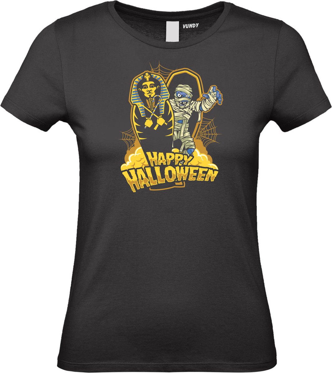 Dames t-shirt Halloween Mummy | Halloween kostuum kind dames heren | verkleedkleren meisje jongen | Zwart | maat XL